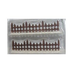 O'Well Christmas Village Brown Picket Fence with Snow Set of 2